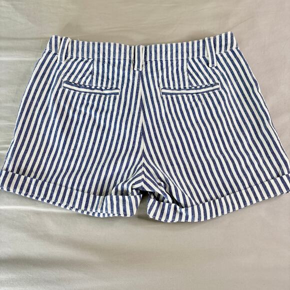 GAP Stripped City Shorts 0 Blue and White Linen Summer - Picture 3 of 4